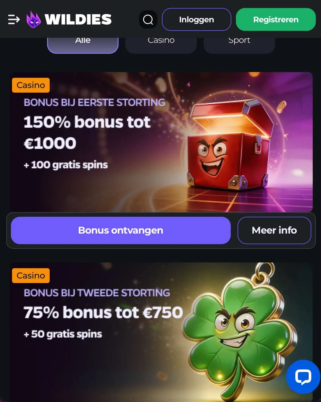 Bonussen van Wildies Casino